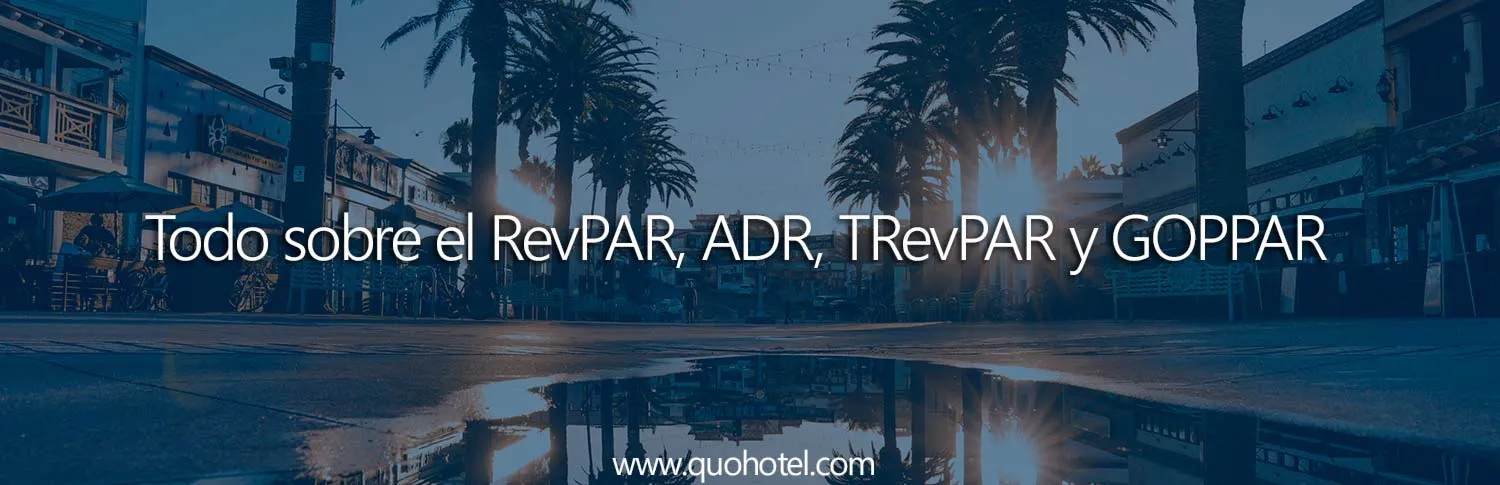 Gráfico comparativo de ratios hoteleros clave: RevPAR, ADR, TrevPAR y GOPPAR. Análisis de rendimiento financiero en hostelería.