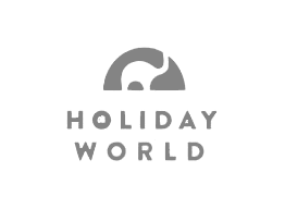 Logotipo de Holiday World Resort, mostrando el nombre 'Holiday World' en una tipografía moderna y 'Resort' en un estilo más pequeño debajo. Es un logo principal y representa un hotel familiar en la Costa del Sol. El logo es accesible y fácil de reconocer para los usuarios.