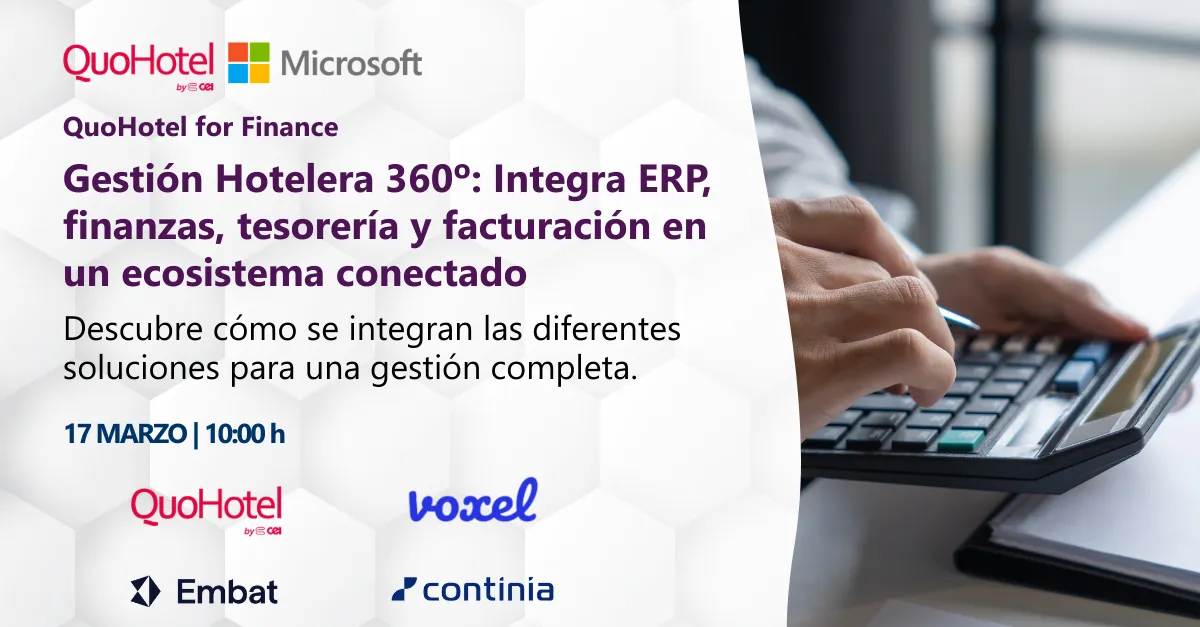 Integración de ERP y finanzas en gestión hotelera 360º para optimizar tesorería y facturación de hoteles.